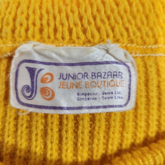 VTG 80s Sears JUNIOR BAZAAR Sunshine Yellow Dolman Sleeves Knit Sweater (36) - Picture 8 of 11